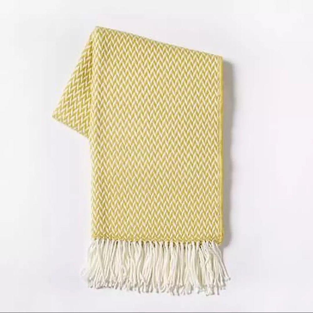 West Elm Warm Herringbone Yellow Throw